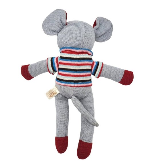 Dan Dee Save Our Earth‎ Now Knit Plush Mouse Gray Red Striped Shirt 17” Long Toy - Picture 4 of 8